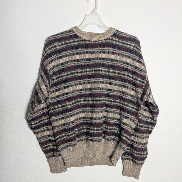 Mens Vintage Sweater Concrete 80s 90s Y2K 3D‎ Chunky Knit Grandpa Cosby Size XL - Picture 1 of 7